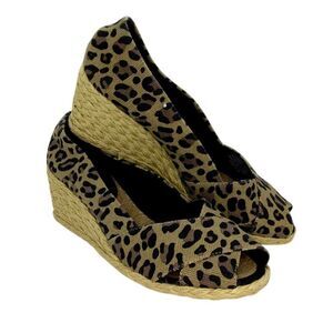 Ralph Lauren Designer Women's Pre-owned Espadrille Leopard Wedge Shoes - sz. 9B